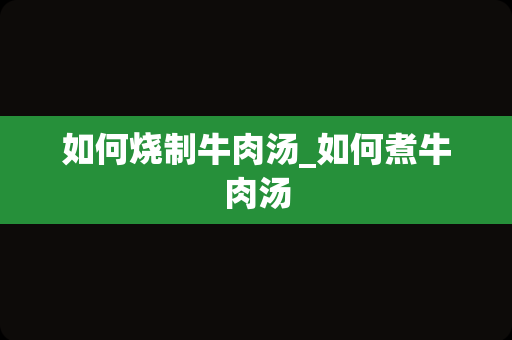 如何烧制牛肉汤_如何煮牛肉汤