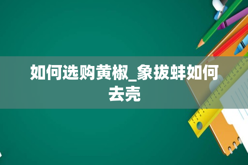 如何选购黄椒_象拔蚌如何去壳
