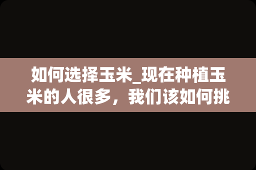 如何选择玉米_现在种植玉米的人很多，我们该如何挑选玉米品种？