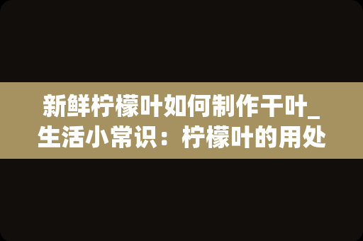 新鲜柠檬叶如何制作干叶_生活小常识：柠檬叶的用处柠檬叶的食用方法