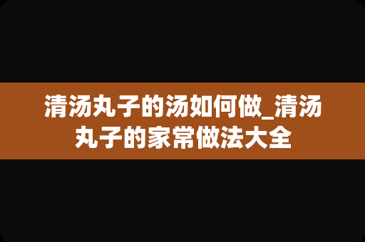清汤丸子的汤如何做_清汤丸子的家常做法大全