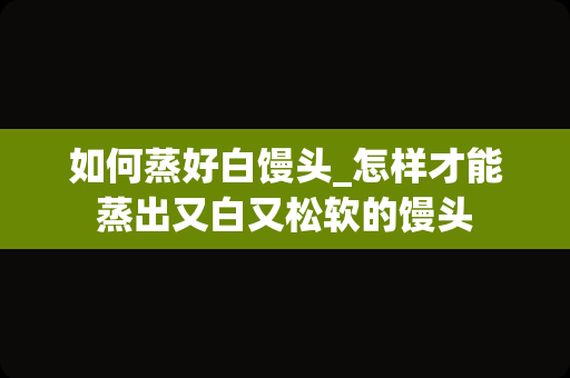 如何蒸好白馒头_怎样才能蒸出又白又松软的馒头