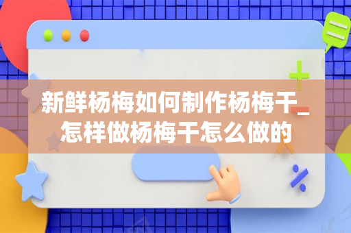 新鲜杨梅如何制作杨梅干_怎样做杨梅干怎么做的